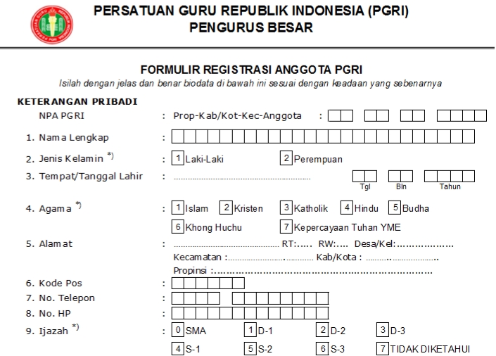 Pendaftaran PGRI Mempawah - Persatuan Guru Republik Indonesia Cabang Mempawah